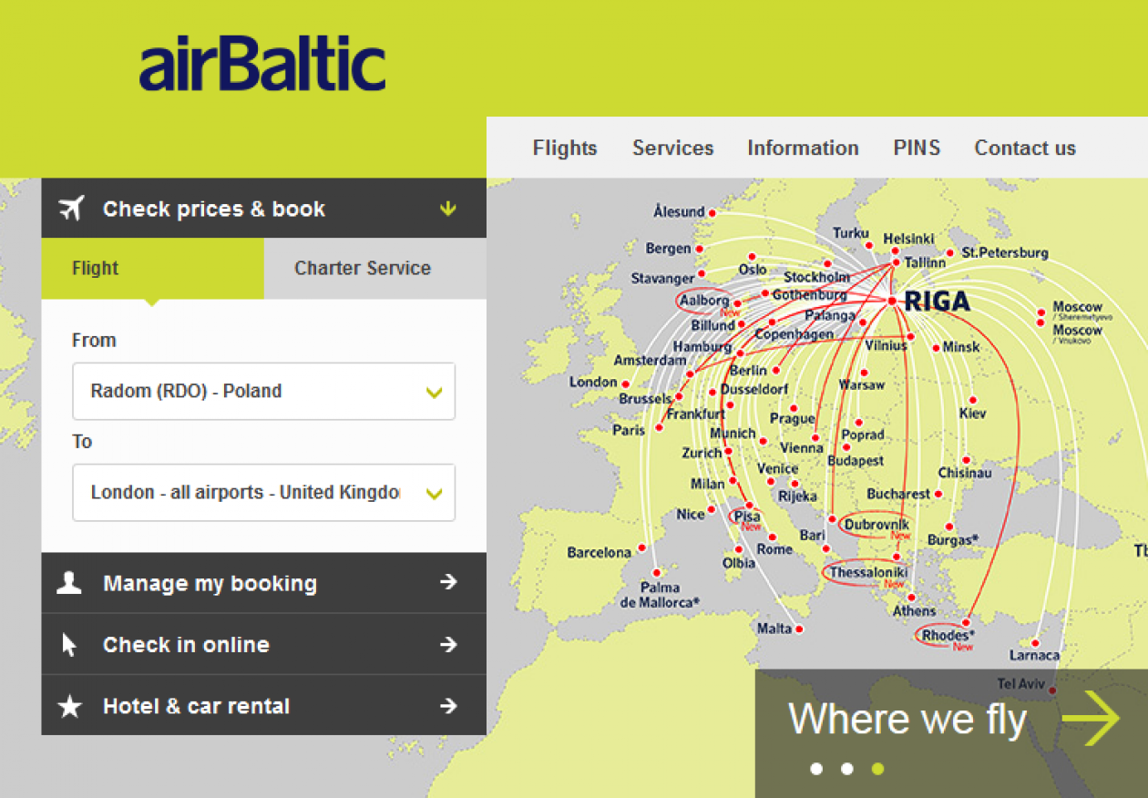Rezerwacja biletów na airbaltic.com już działa