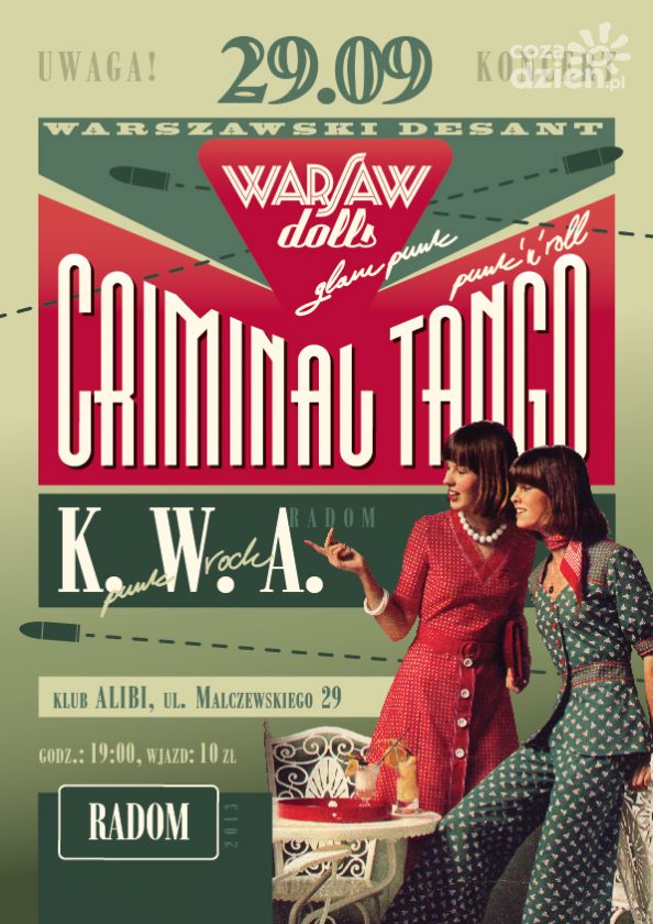 Koncert Criminal Tango, Warsaw Dolls i Kultury Wieku Atomowego w Alibi