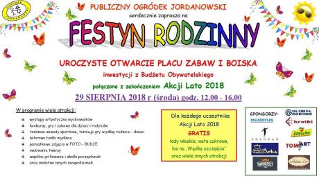 Festyn Rodzinny w Ogródku Jordanowskim w środę!