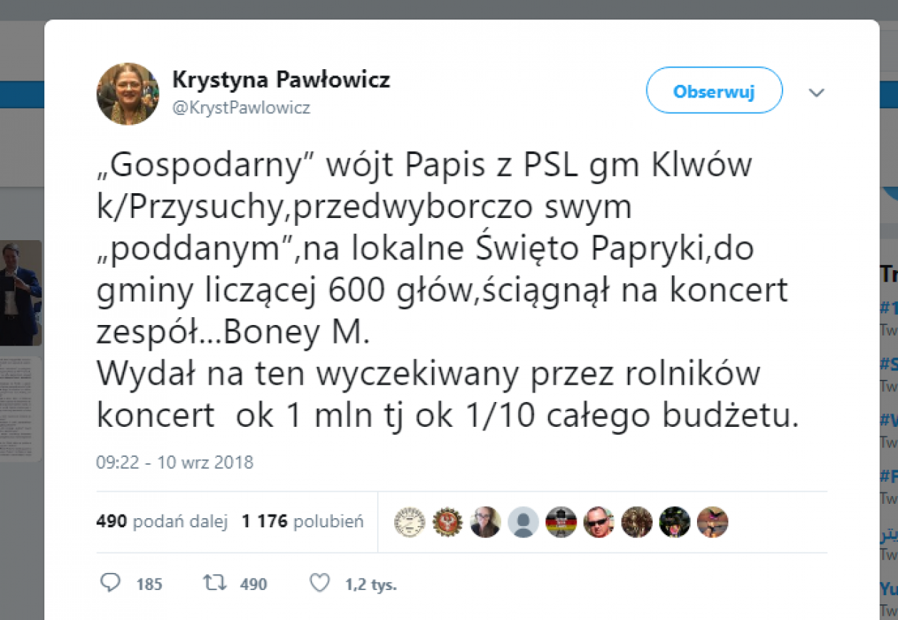 Krystyna Pawłowicz kontra wójt Klwowa