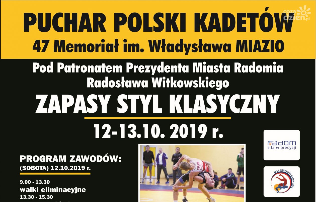 Zapaśnicze zmagania - Puchar Polski Kadetów - 47 Memoriał im. Władysława Miazio w weekend w Radomiu