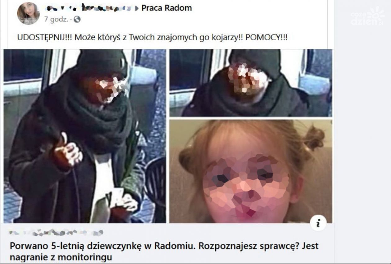 Porwano 5-letnią dziewczynkę w Radomia. Policja apeluje to fake news!