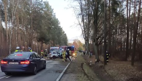 Wypadek w Maciejowicach. Droga zablokowana