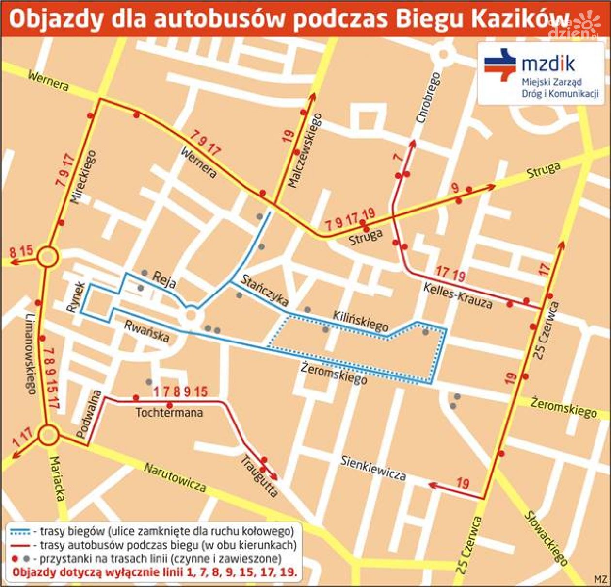 Objazdy w centrum Radomia. Autobusy pojadą innymi trasami! (mapka)