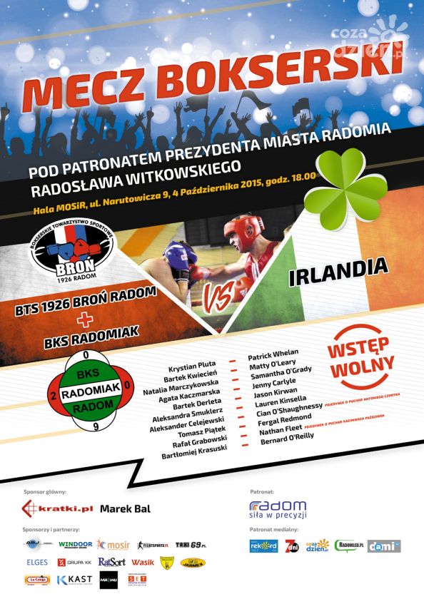 Mecz bokserski Polska-Irlandia w Radomiu