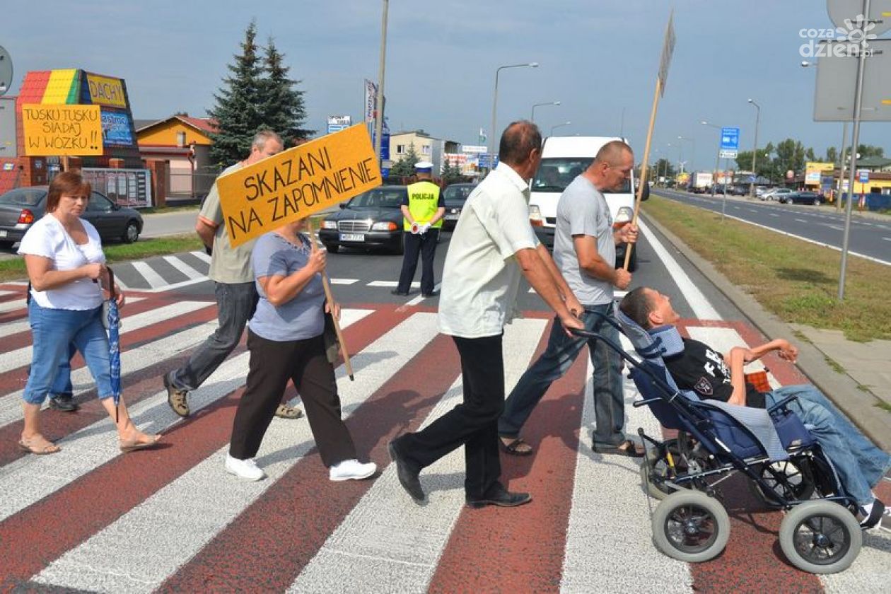 Protestujący blokowali ulicę Warszawską